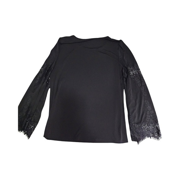 Adrianna Papell Black Lace Bell‎ Sleeve Top Women's Size L - Picture 7 of 7